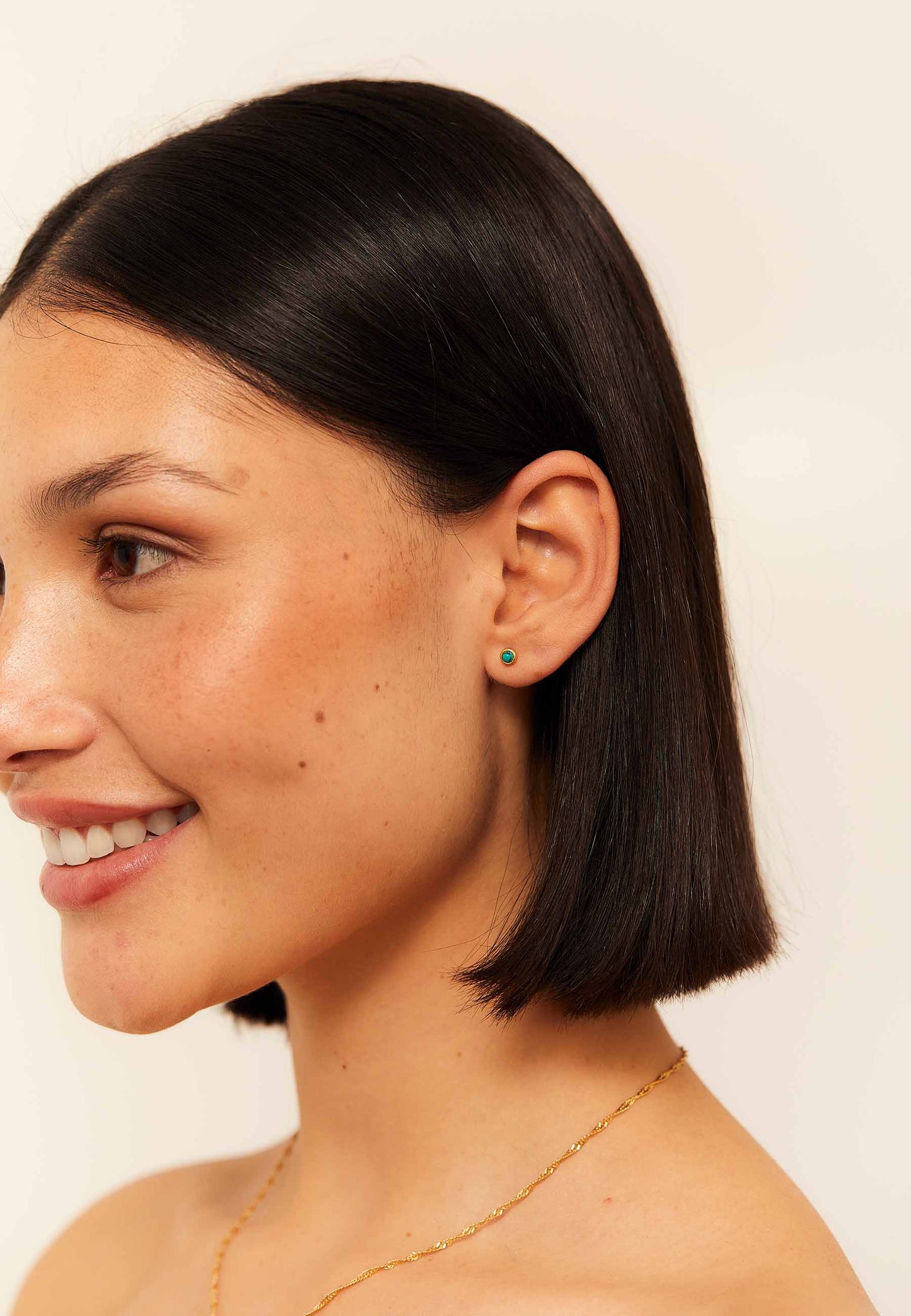 BOUCLES D'OREILLES FIROZA TURQUOISE OR