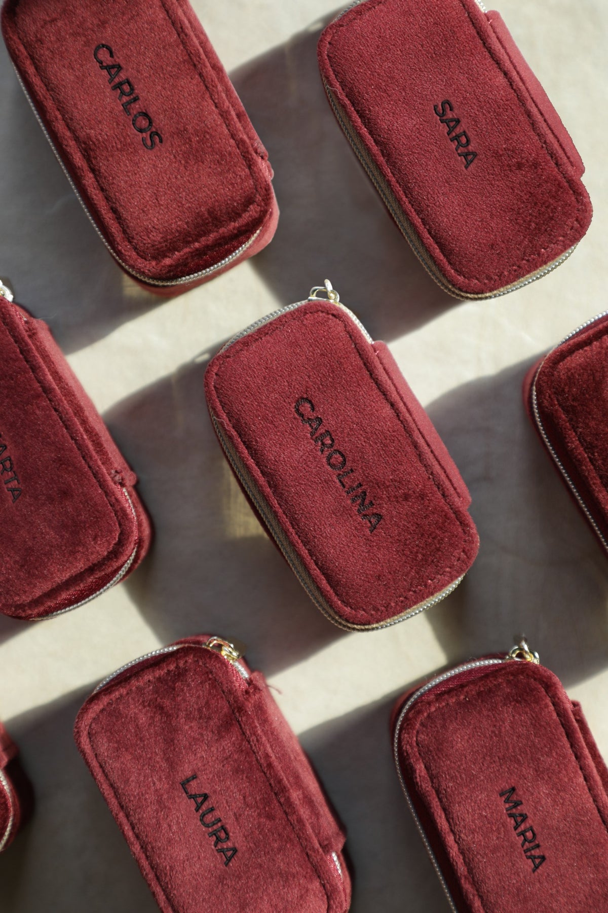 PERSONALIZED SHANAYA BURGUNDY JEWELRY CASE