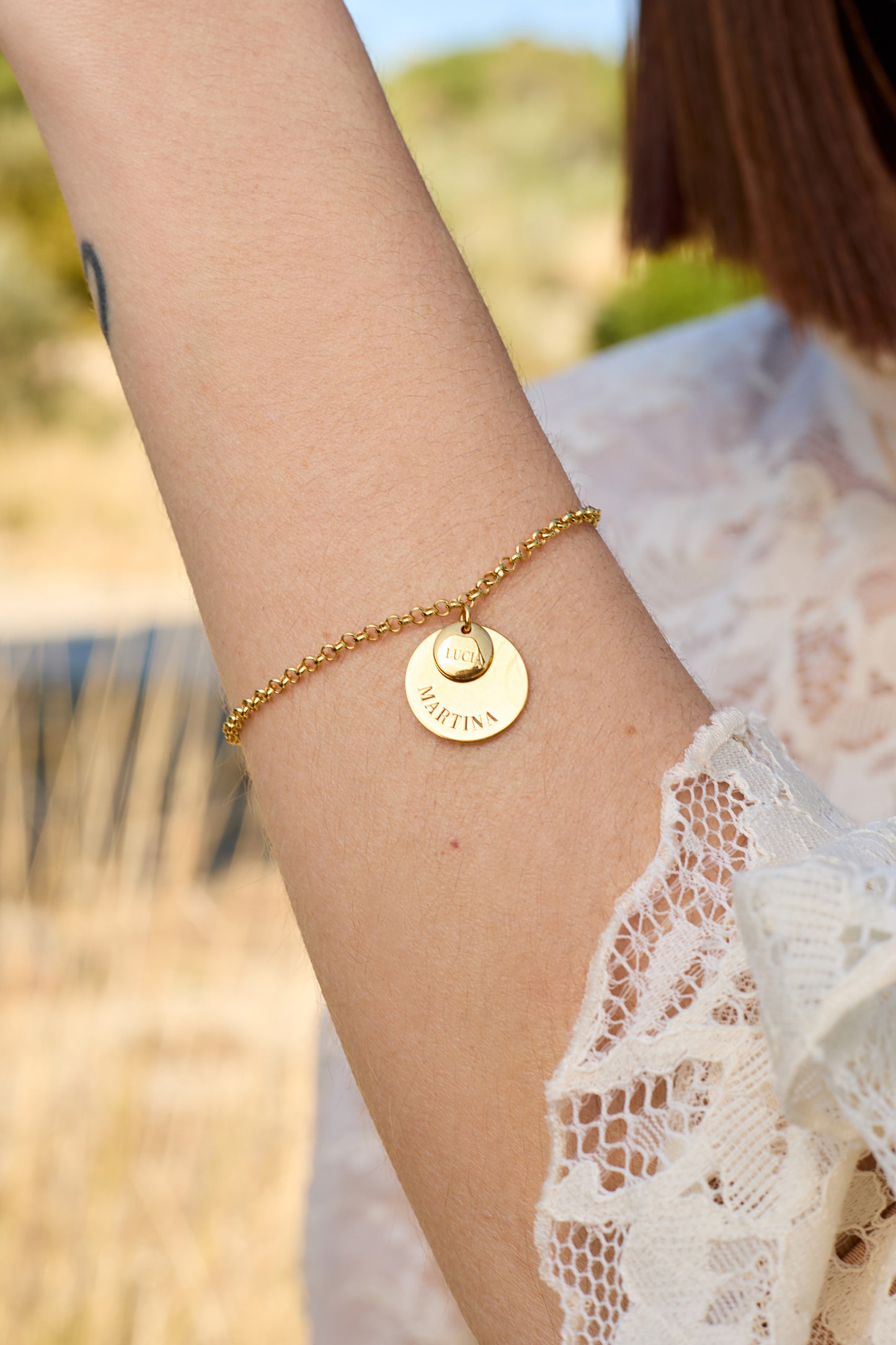 BRACCIALE DOPPIA PIASTRINA PERSONALIZZATO ORO