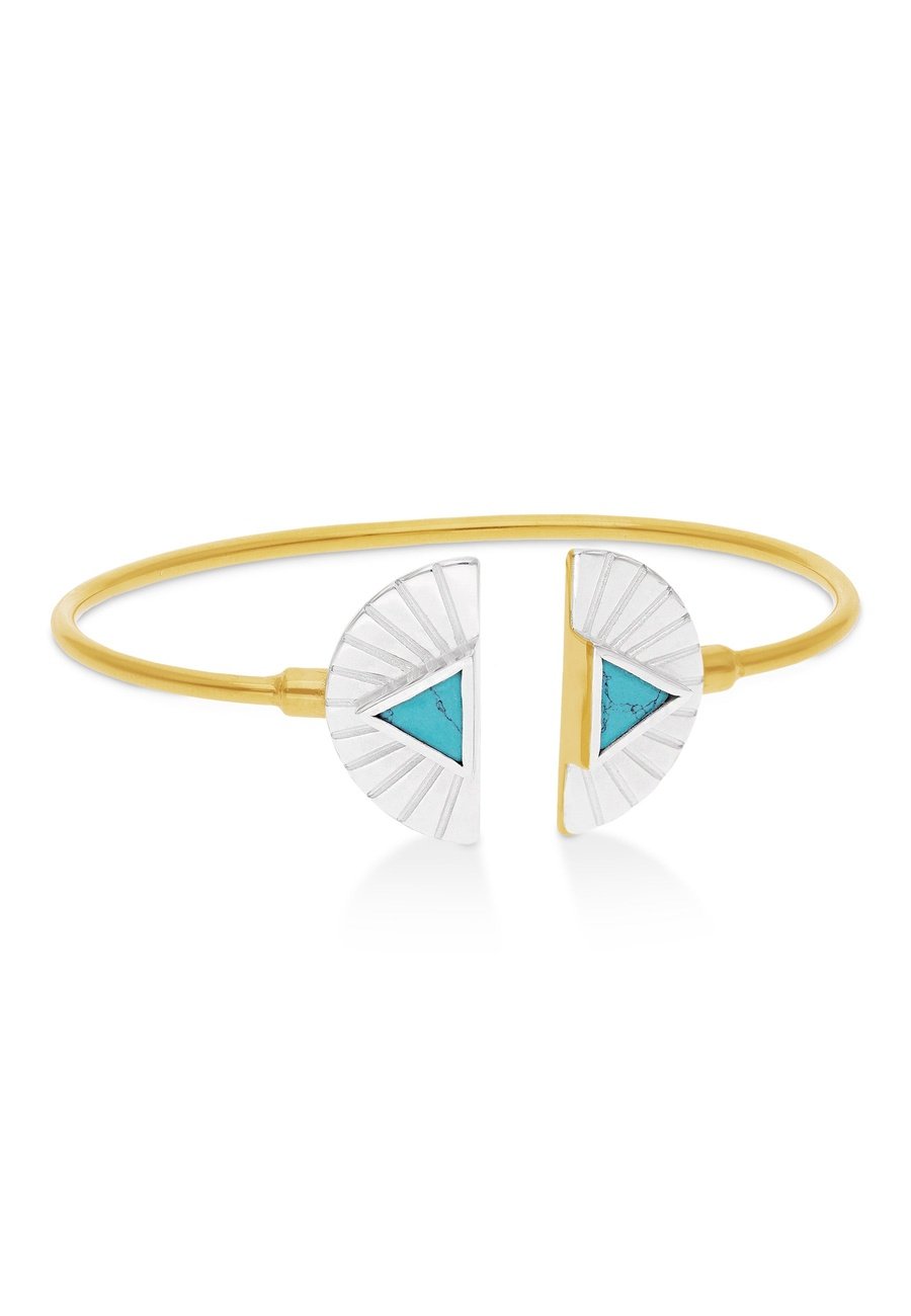 Brazalete Bicolor Sumán con piedra turquesa