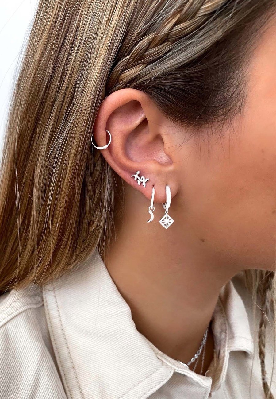 Pendientes flor plata CHAD