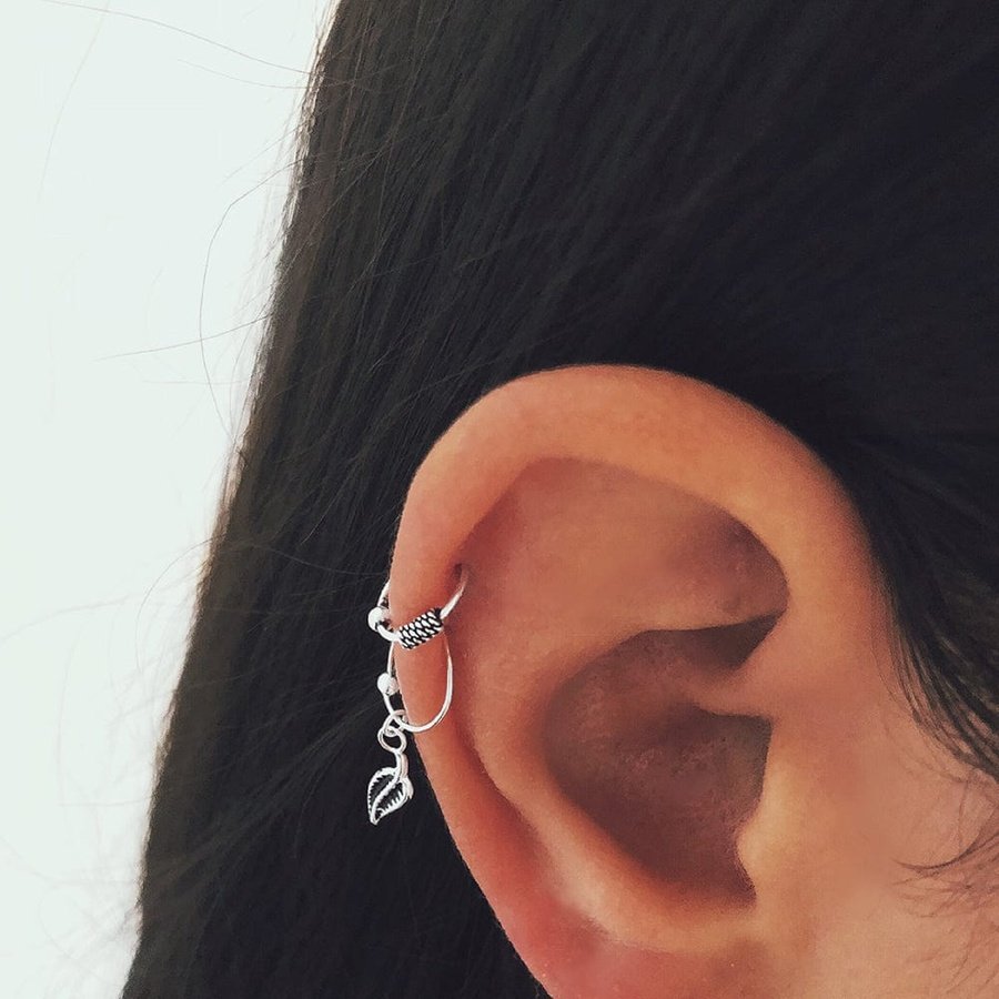 Pendiente con Pluma y Aro Bali