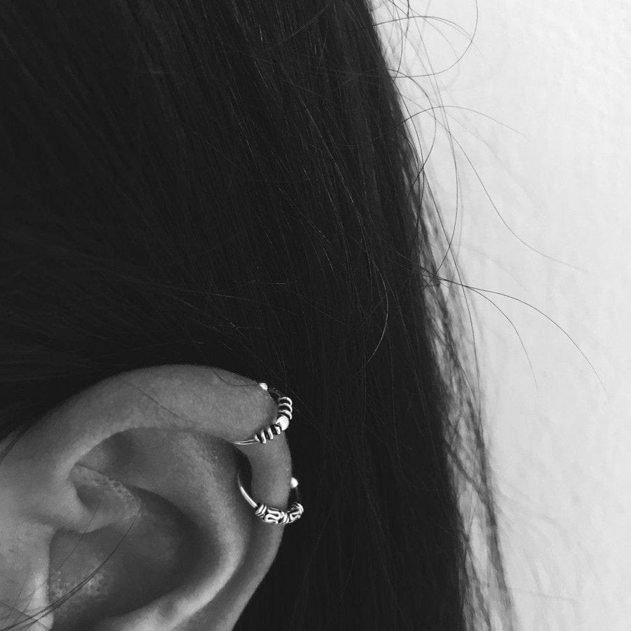 Piercing de aros bali en plata