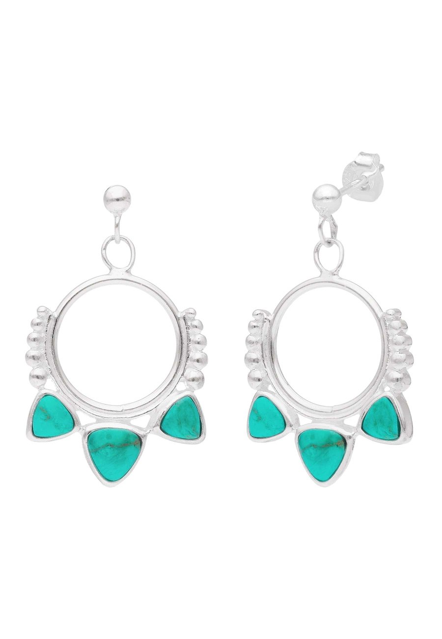 Pendientes con Tres Piedras Turquesas Baldev