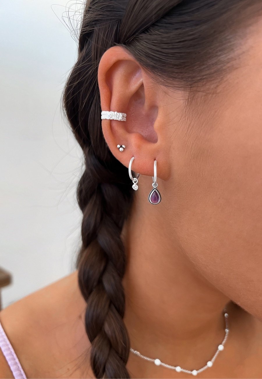 Aros de Plata con Piedra Amatista