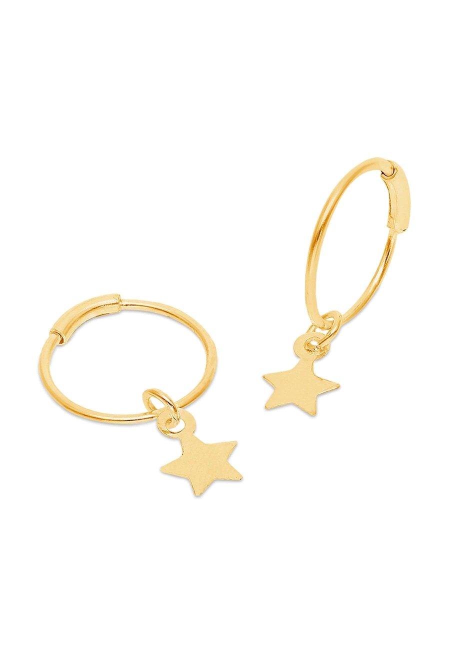 9ct Gold Star Creole Hoop Earring 
