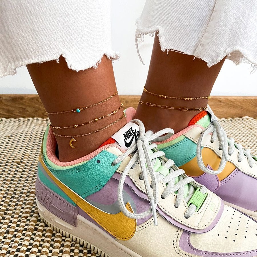 Tobillera DIVYA ORO con las tobilleras AKASH ORO, DARSH ORO, HIMANI ORO y DEVADAS ORO