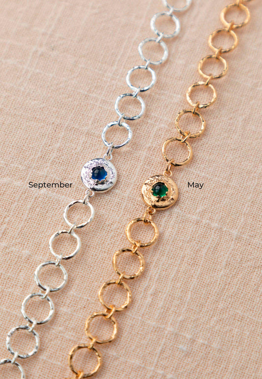 PULSERA PIEDRAS DE NACIMIENTO BAÑADA EN ORO