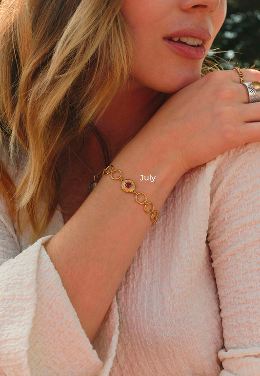 PULSERA PIEDRAS DE NACIMIENTO BAÑADA EN ORO