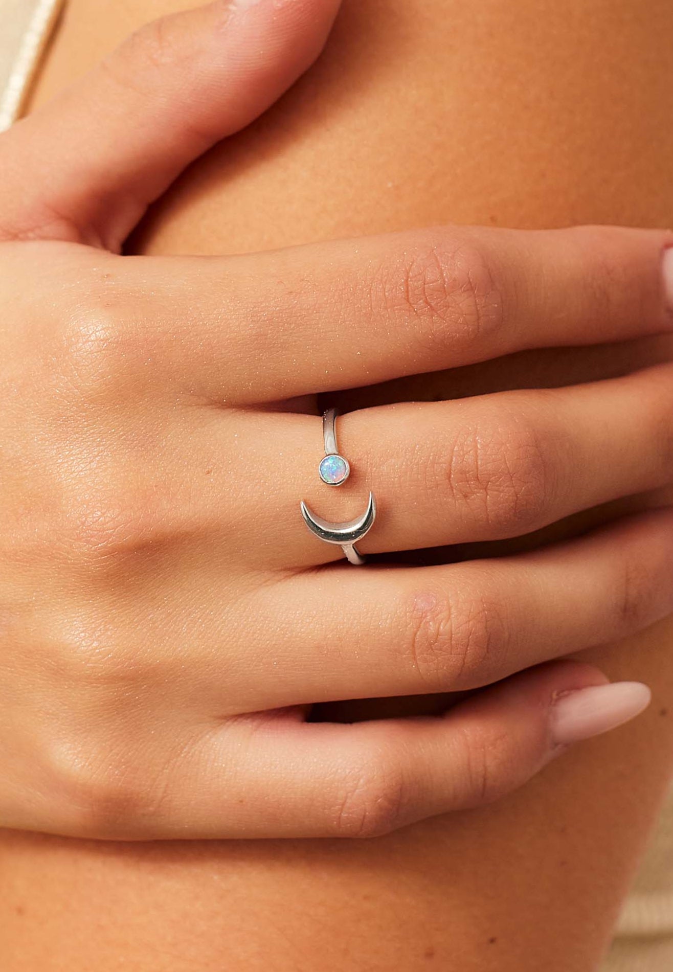 BAGUE LINA Bague Lune en Argent avec Opale Élaboré San Saru