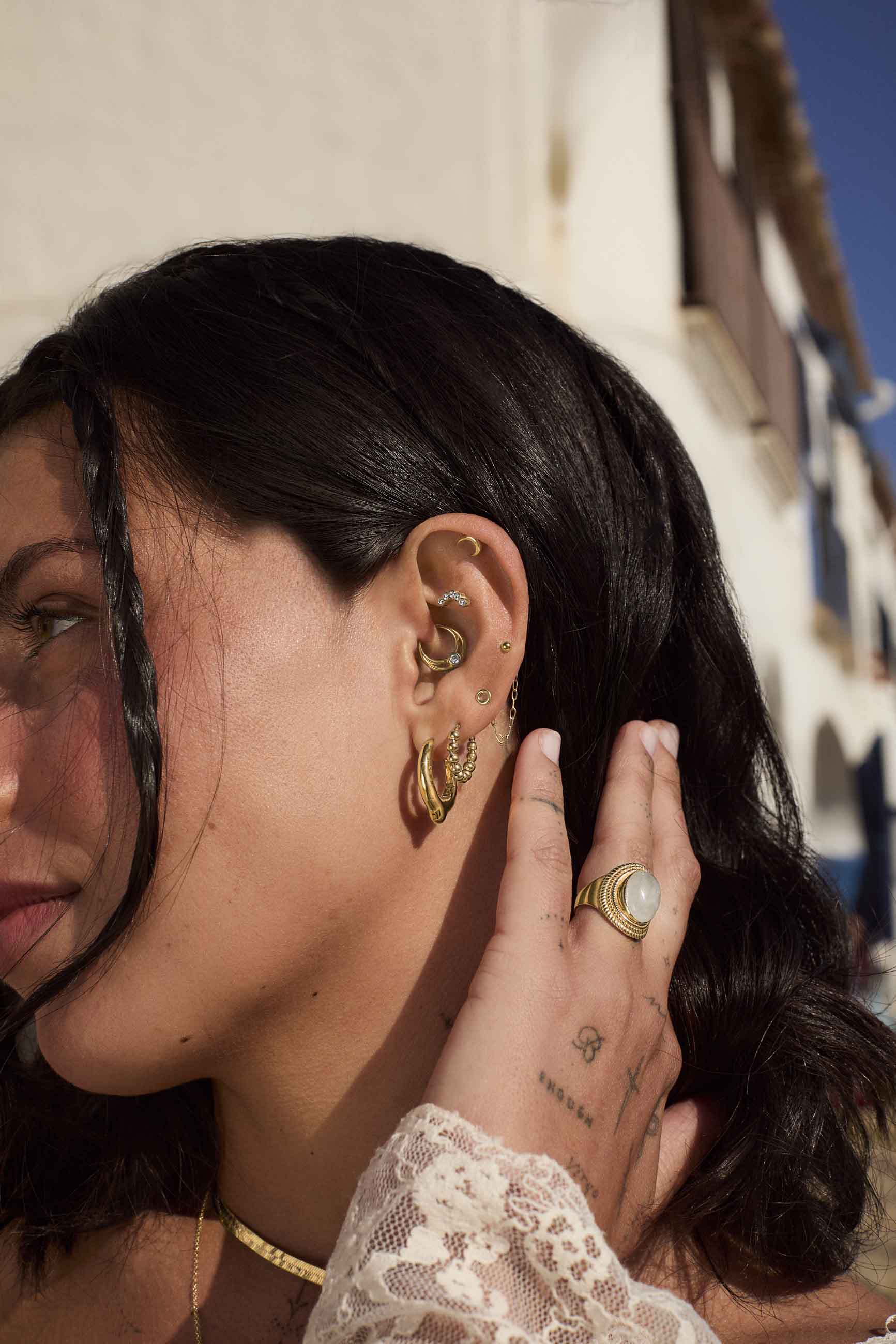 Orecchini Piercing A Luna In Argento 925 - Gioiello XENOX Di Alta Qualità Per Donna