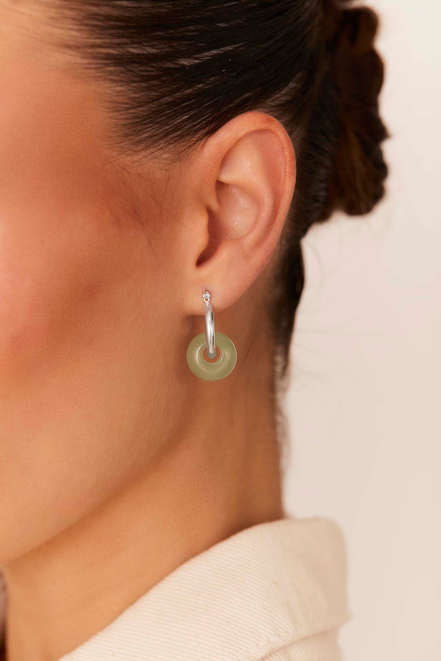 BOUCLES D'OREILLES KAMALA PIERRE AMAZONITE (16MM)