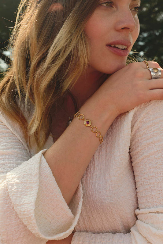 PULSERA PIEDRAS DE NACIMIENTO BAÑADA EN ORO