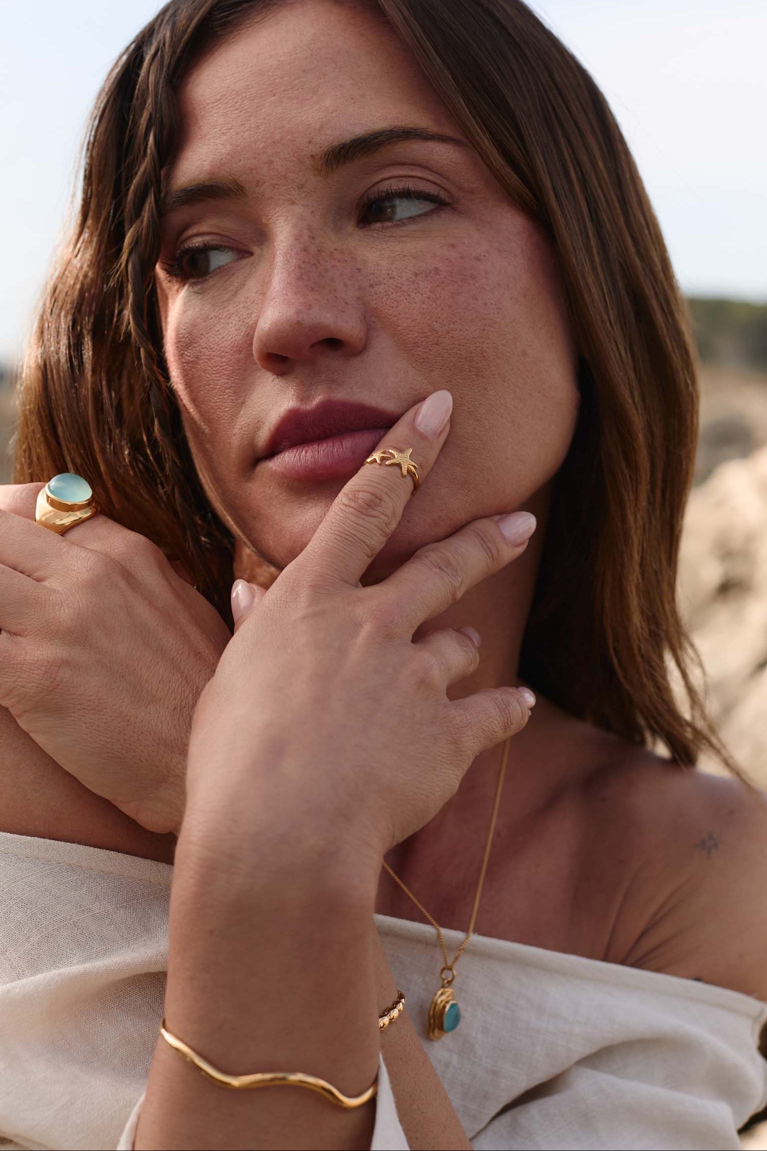 Anillo Fiyaz Midi Oro Dos