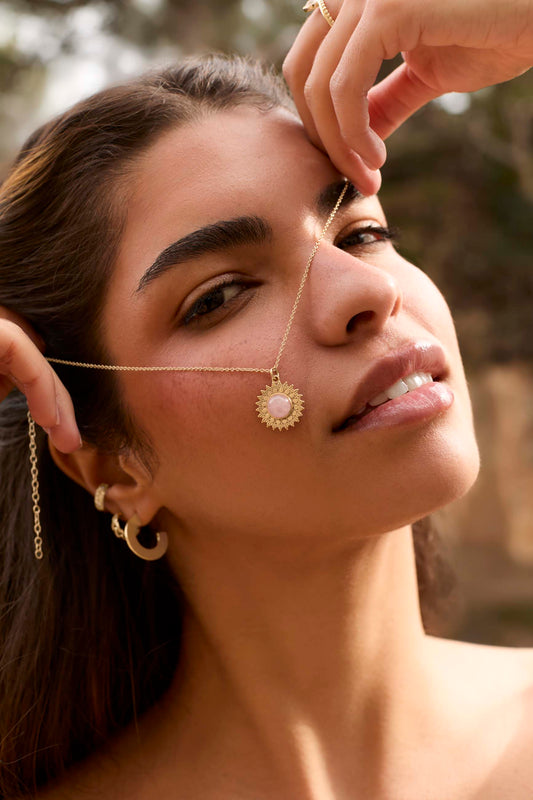 COLLAR HANITA CUARZO ROSA BAÑADO EN ORO