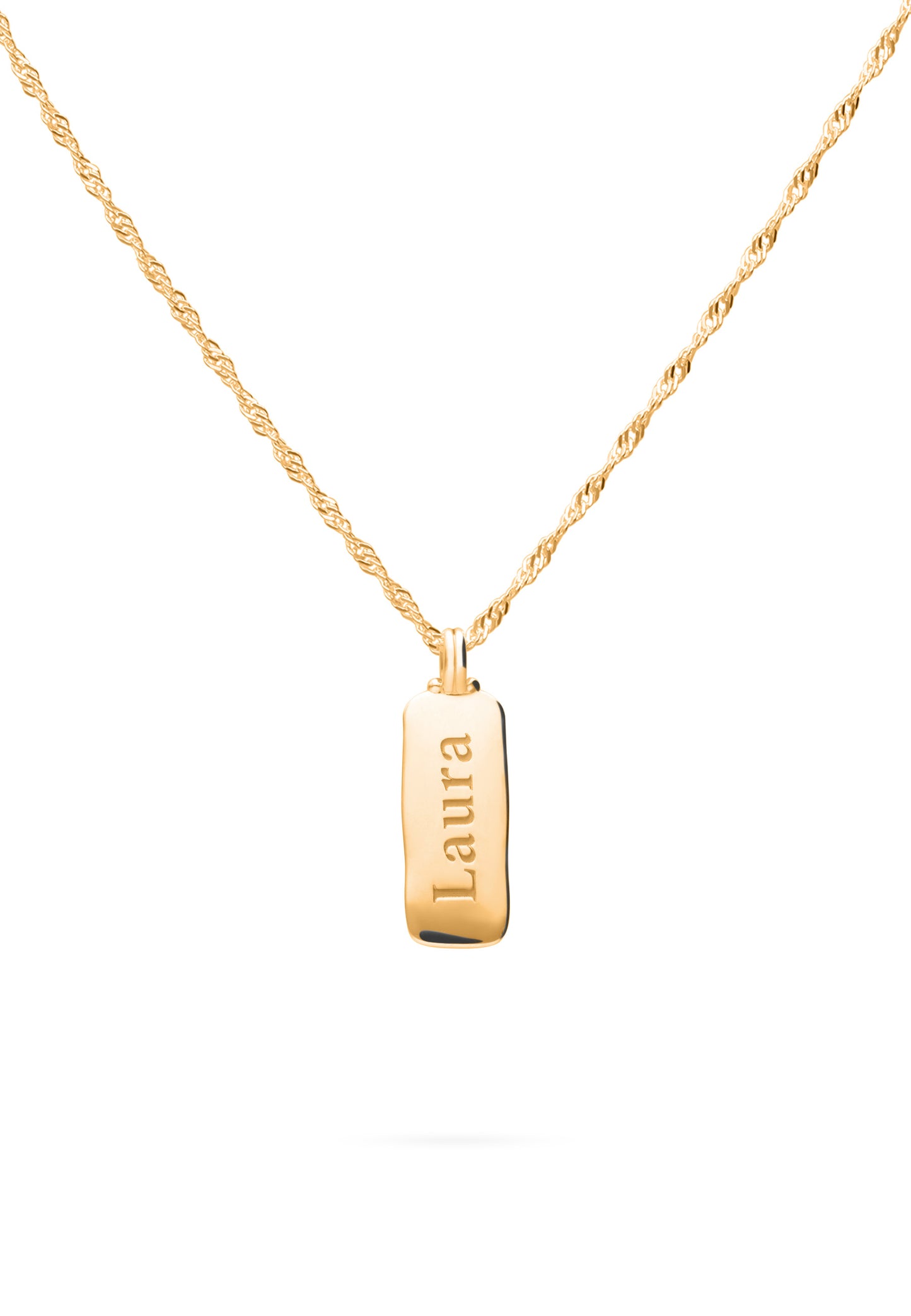 COLLANA CON PIASTRINA IRREGOLARE PERSONALIZZATA PLACCATA ORO