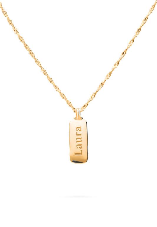 COLLAR CHAPA IRREGULAR PERSONALIZADO BAÑADO EN ORO