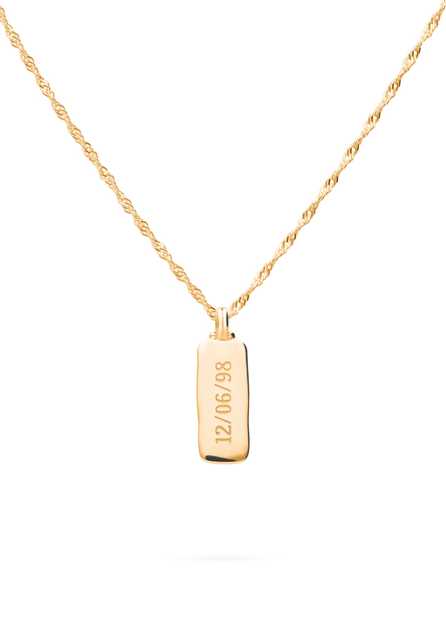 COLLANA CON PIASTRINA IRREGOLARE PERSONALIZZATA PLACCATA ORO