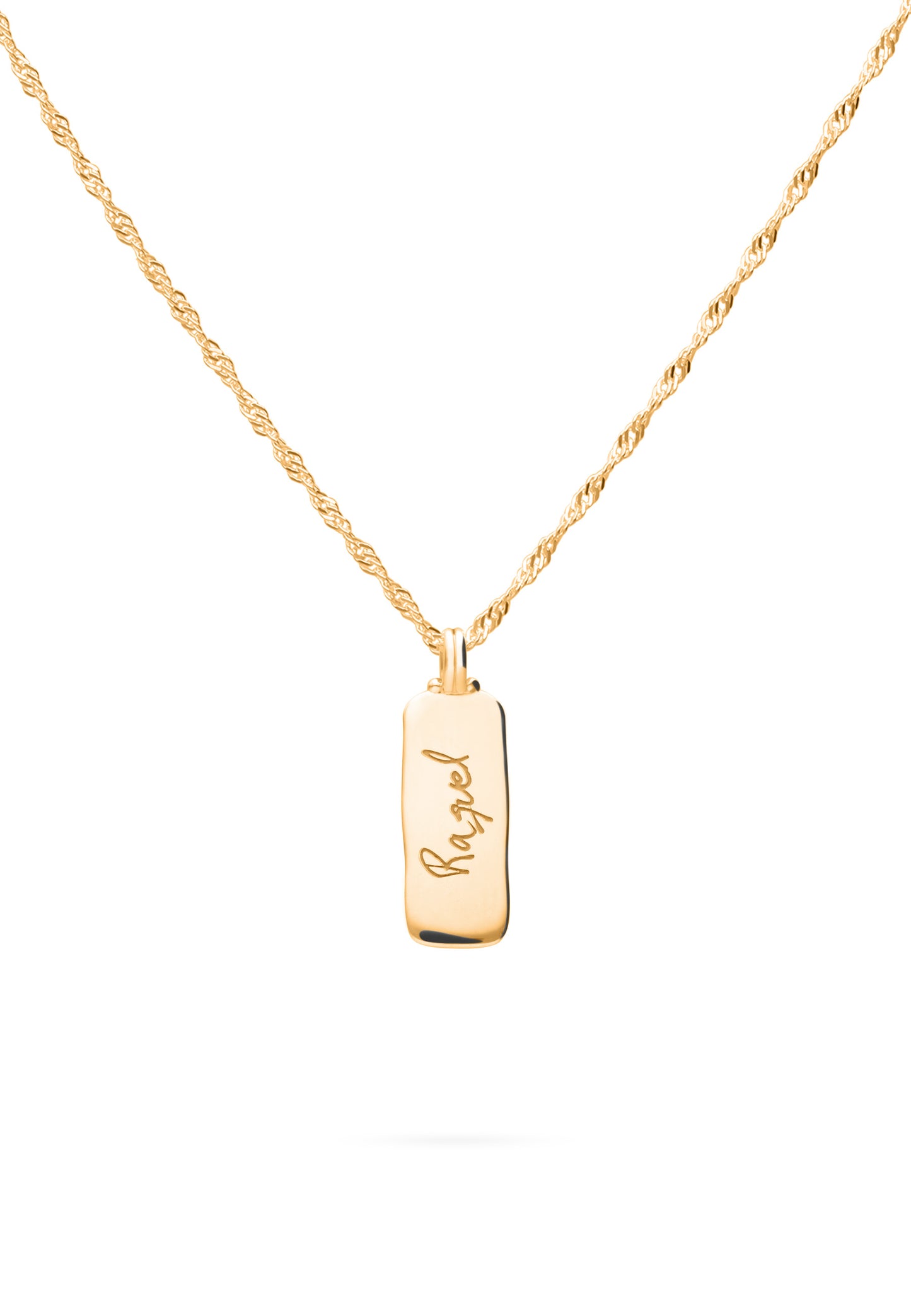 COLLANA CON TARGHETTA IRREGOLARE PERSONALIZZATA CON LA TUA INIZIALE PLACCATA IN ORO