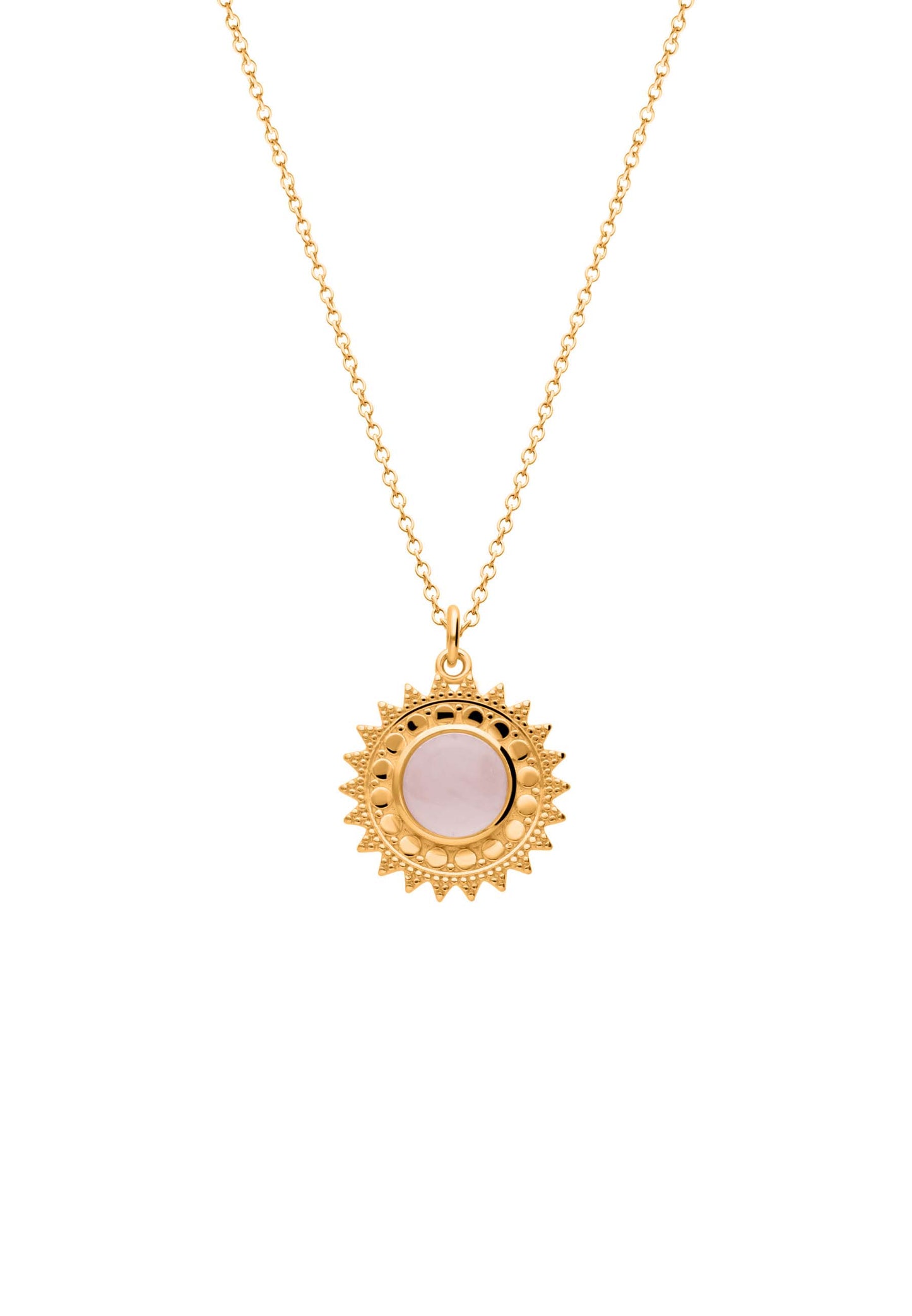 Collar Hanita Cuarzo Rosa Oro Foto Blanco
