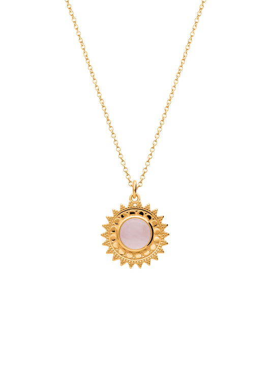 Collar Hanita Cuarzo Rosa Oro Foto Blanco