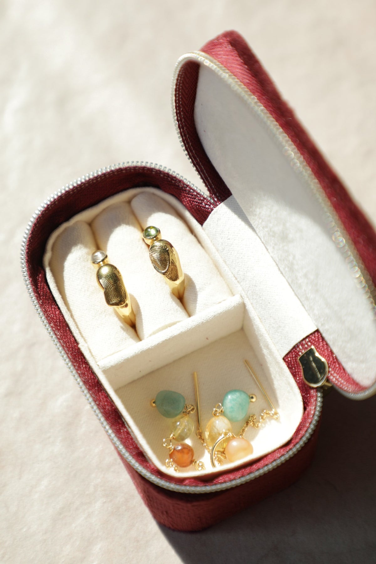 PERSONALIZED SHANAYA BURGUNDY JEWELRY CASE