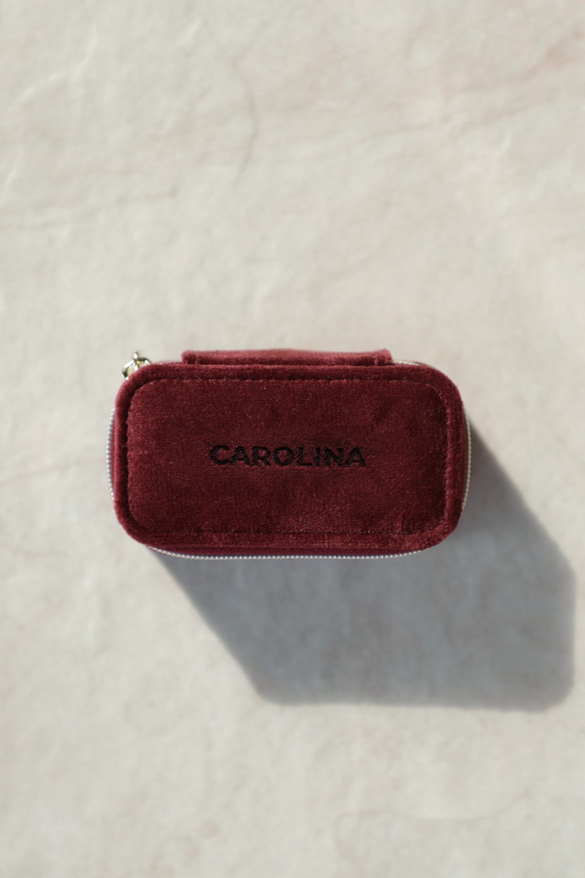 PERSONALIZED SHANAYA BURGUNDY JEWELRY CASE