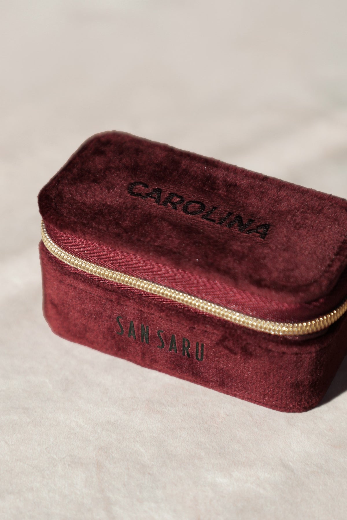 PERSONALIZED SHANAYA BURGUNDY JEWELRY CASE