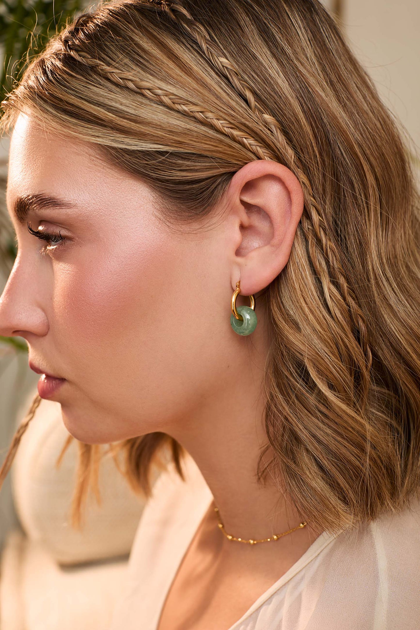 KAMALA AMAZONITA OHRRINGE GOLD (16MM)