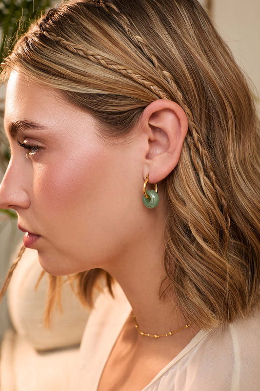 BOUCLES D'OREILLES KAMALA PIERRE AMAZONITE OR (16MM)