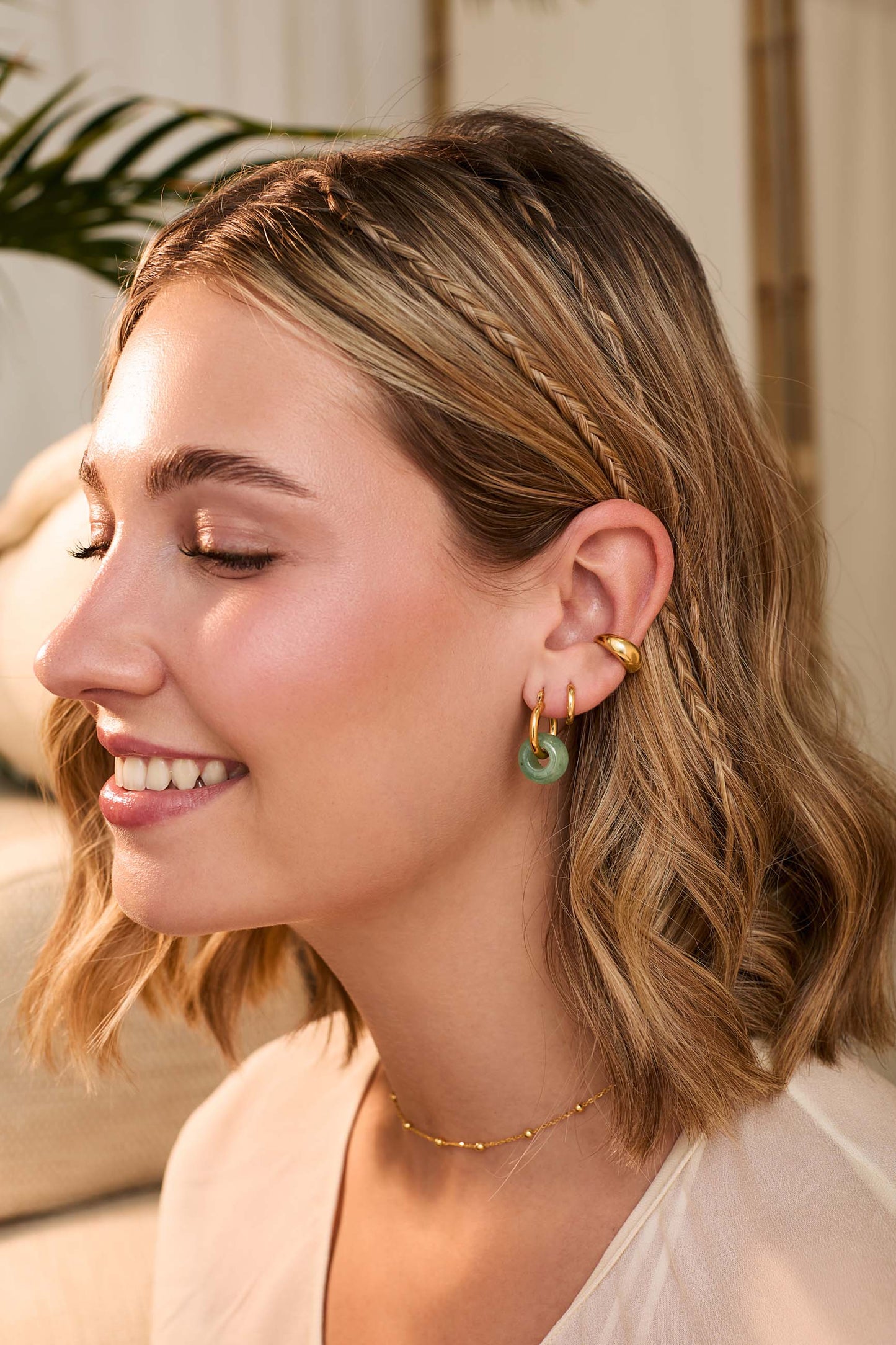 KAMALA AMAZONITA OHRRINGE GOLD (16MM)