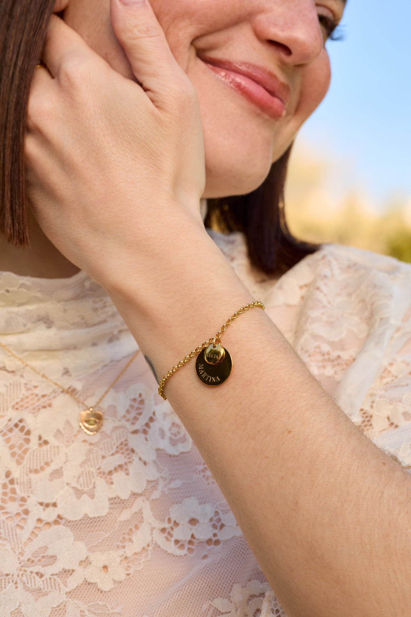 COLLIER DOUBLE PLAQUE PERSONNALISÉ PLAQUÉ OR