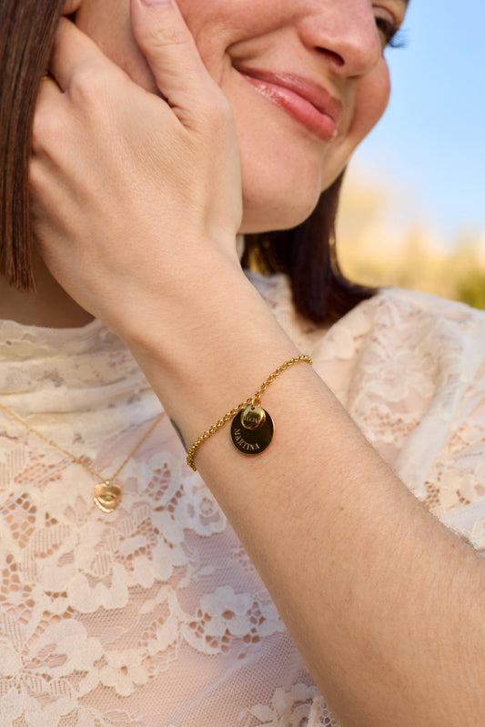 PULSERA DOBLE CHAPA PERSONALIZADA BAÑADA EN ORO