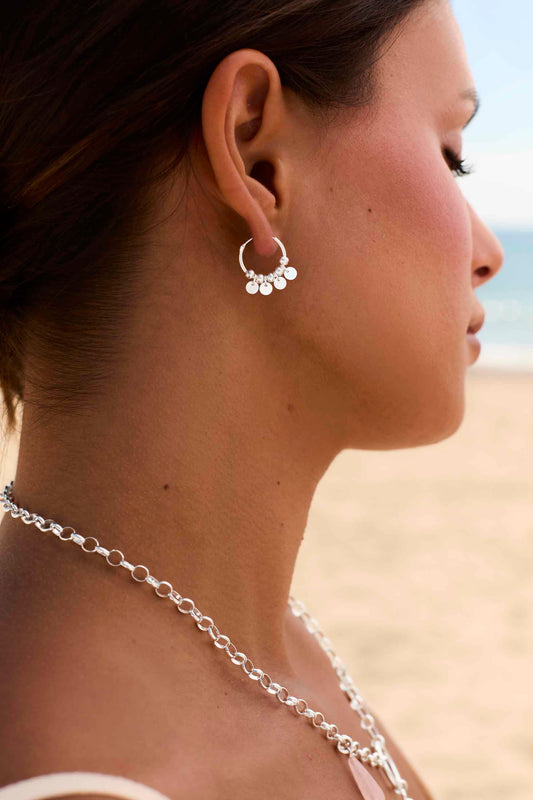 Orecchini Cerchio Liscio Mm 21 Sezione Canna Mm 3 In ARGENTO 925 Galvanica Rodio - Foto 4