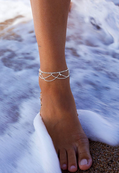 Cavigliera In Argento Sterling 925 – Catena Rotonda 2,3 Mm – Regolabile 23-30 Cm – Ideale Come Regalo