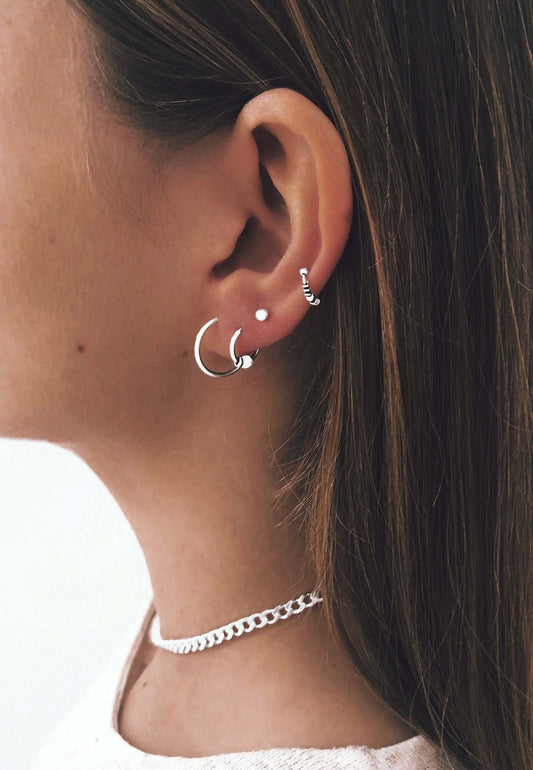 Orecchini A Cerchio Con 3 Palline, In Argento Sterling, Stile Bali, 17 Mm - Foto 4