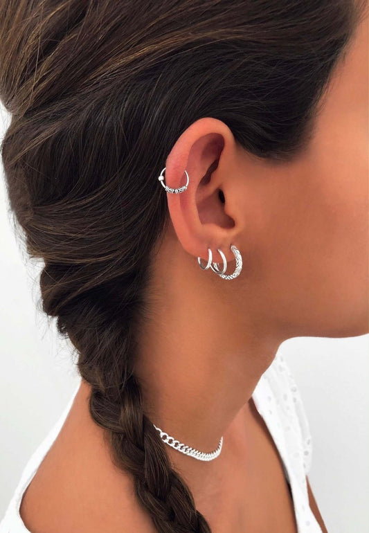 Orecchini a cerchio in argento sterling 925 fatti a mano Orecchini a cerchio in argento sterling 925 fatti a mano