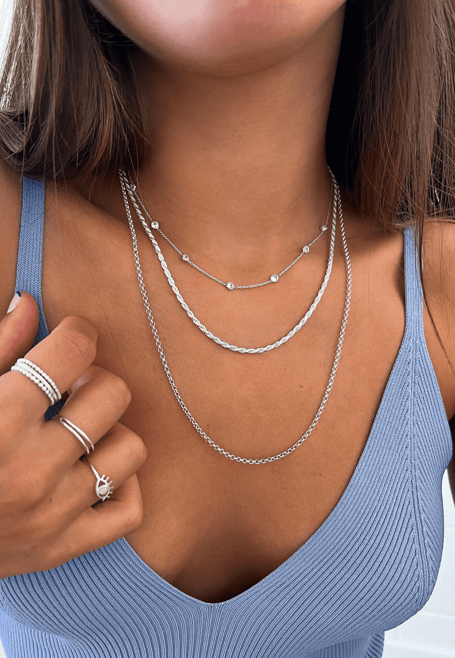 SAAT NECKLACE  Silver Necklace with Zirconia – San Saru