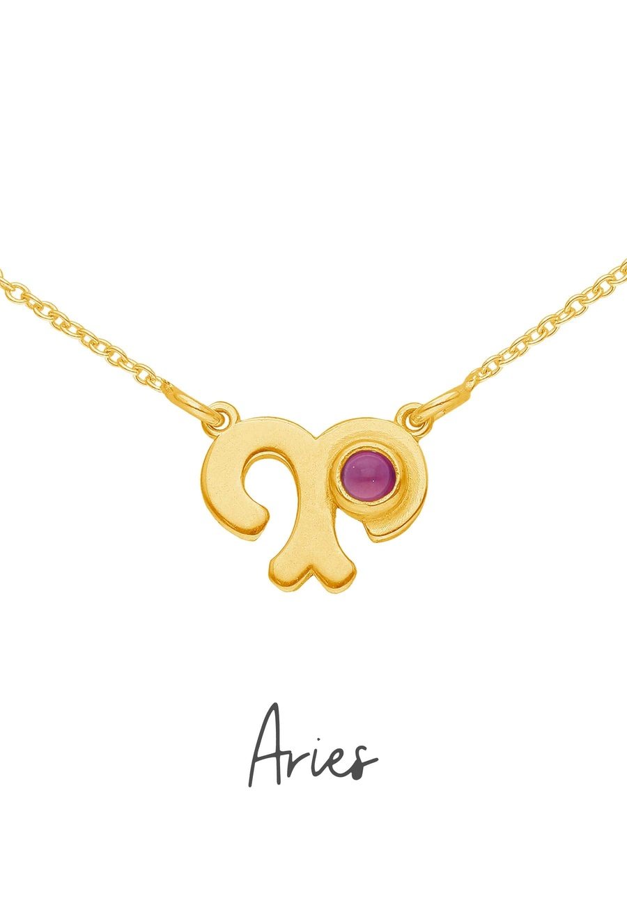 Collar zodiaco oro Aries con piedra