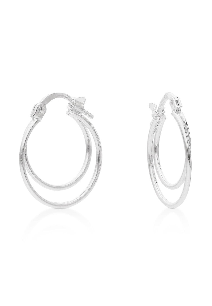 Inizi placcato oro 925 Sterling Silver 16mm Orecchini a cerchio e Argento, colore: Argento Inizi placcato oro 925 Sterling Silver 16mm Orecchini a cerchio e Argento, colore: Argento