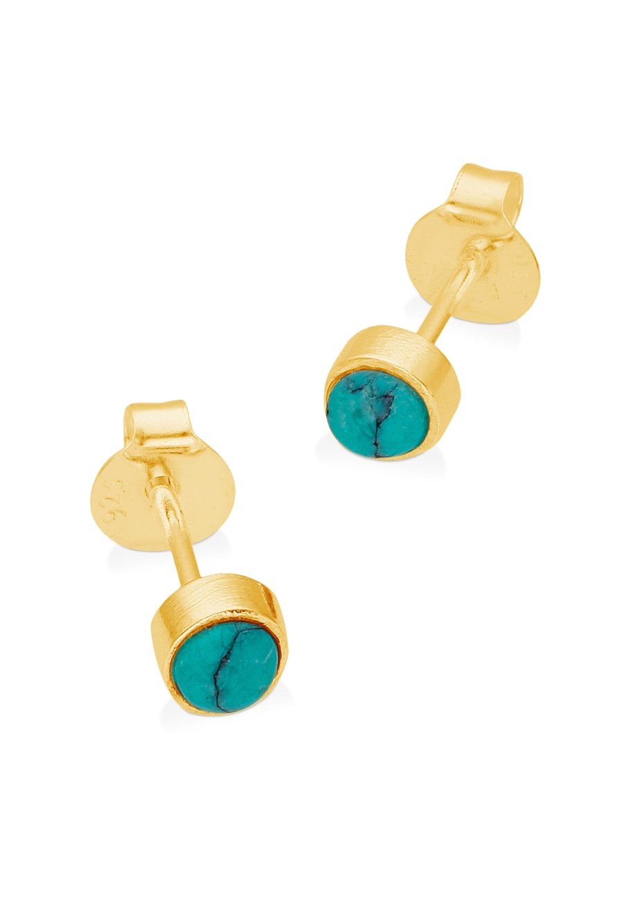 BOUCLES D'OREILLES FIROZA TURQUOISE OR 