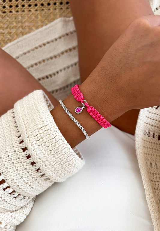 Pulsera de Macramé Rosa Fluor Personalizable